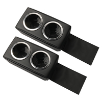 Lot de 2 porte-gobelets doubles noirs pour bateaux, camping-cars et voitures, avec pochette latérale, installation sans perçage