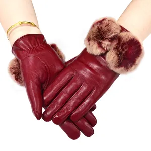 High quality Goat Sheepskin Leather Winter Gloves Fashion Soft Multi Color Leather Gloves for Women Fashion