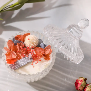 Exquisito <span class=keywords><strong>amor</strong></span> romántico estilo aromaterapia vela perfumada flor seca jazmín vidrio cera de soja cera de abejas nueva condición boda - Product Image 2