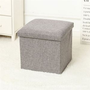 Convenient Foldable Fabric Storage Ottoman Cotton Linen Square Storage <b>Cube</b> Change <b>Table</b> & Organizer Stool-Comes Packaged in OPP - Product Image 4
