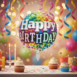 Palloncino in Foil 'Party Love Happy Birthday' 45cm Rotondo Metallizzato per Decorazioni Feste di Compleanno per Bambini - Product Image 2