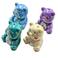 Perles en résine en vrac, motif ours 3D, avec trou vertical, pour stylo, porte-clés, fabrication de bijoux