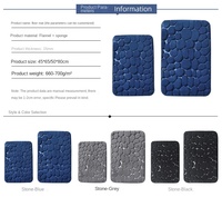 Tapis de Sol en Velours Corail Gaufré Galets, Absorbant pour Salle de Bain, Couleur Unie, Paillasson d'Entrée, Tapis de Bain Effet Pierre