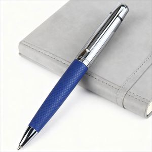 Stylo bille rotatif en métal avec logo personnalisé, motif litchi, idéal pour les entreprises et les cadeaux - Product Image 2