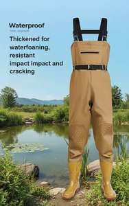 Pantaloni da pesca impermeabili per il petto Waders con stivali | Longuette in PVC resistente per uomo, caccia, agricoltura e uso di serbatoi - Product Image 6