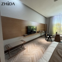 Nouvelle conception de lit king size en bois pour hôtel, chambre principale moderne, ensemble de meubles de chambre à coucher de luxe en MDF, personnalisé pour appartement