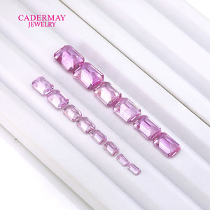 Cadermay Cherry Blossom Pink Emerald Cut Gemstones 3x5mm To 9x11mm For Jewelry Making - Product Image 2