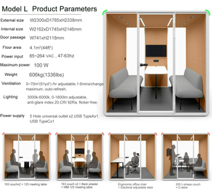 Cabines de bureau commerciales confortables et modulables, insonorisées, pour réunions d'équipe confidentielles, discussion et espaces de conversation décontractés - Product Image 2