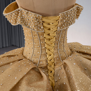 Pour 241088 paillettes dorées maternité chérie Empire robe de bal robe de soirée volants pli taille naturelle chapelle Train - Product Image 6