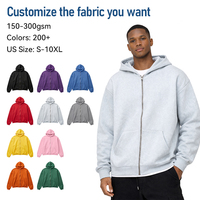 Sweat-shirts à capuche zippés pour hommes, personnalisés, épais, en coton French Terry, surdimensionnés