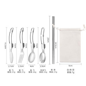 Folding Design Stainless Steel <b>Cutlery</b> <b>Set</b> Stainless Steel Foldable Knife Fork Spoon for <b>Travel</b> - Product Image 6