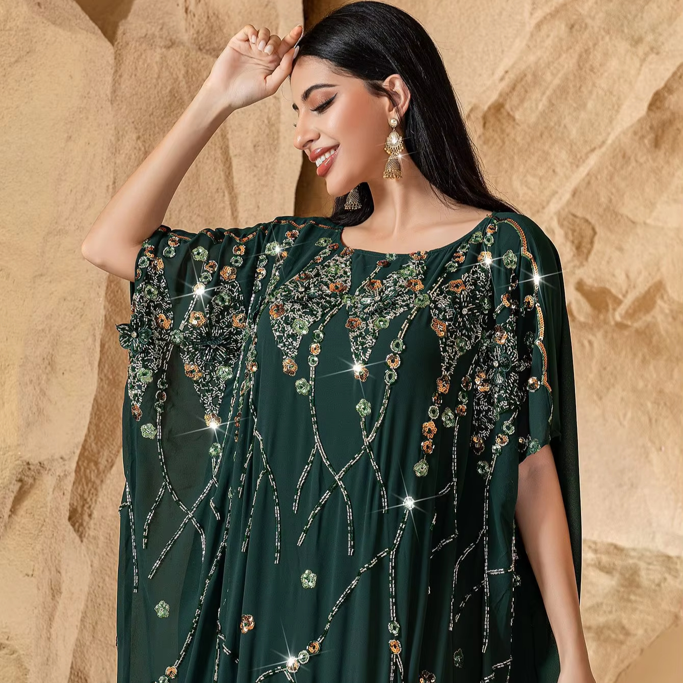 neon green corset dress Marwa Fashion Arabic Dress for Women – Dubai Kaftan Islamic Muslim Cos –  Mujeza Honey main image 0