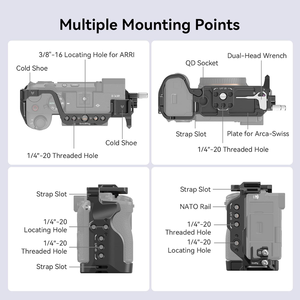 Kit de cage SmallRig pour <span class=keywords><strong>Sony</strong></span> A7C II / A7CR avec pince pour câble HDMI, cage pour caméra vidéo pour la réalisation de vlogs avec accès complet 4422 - Product Image 5