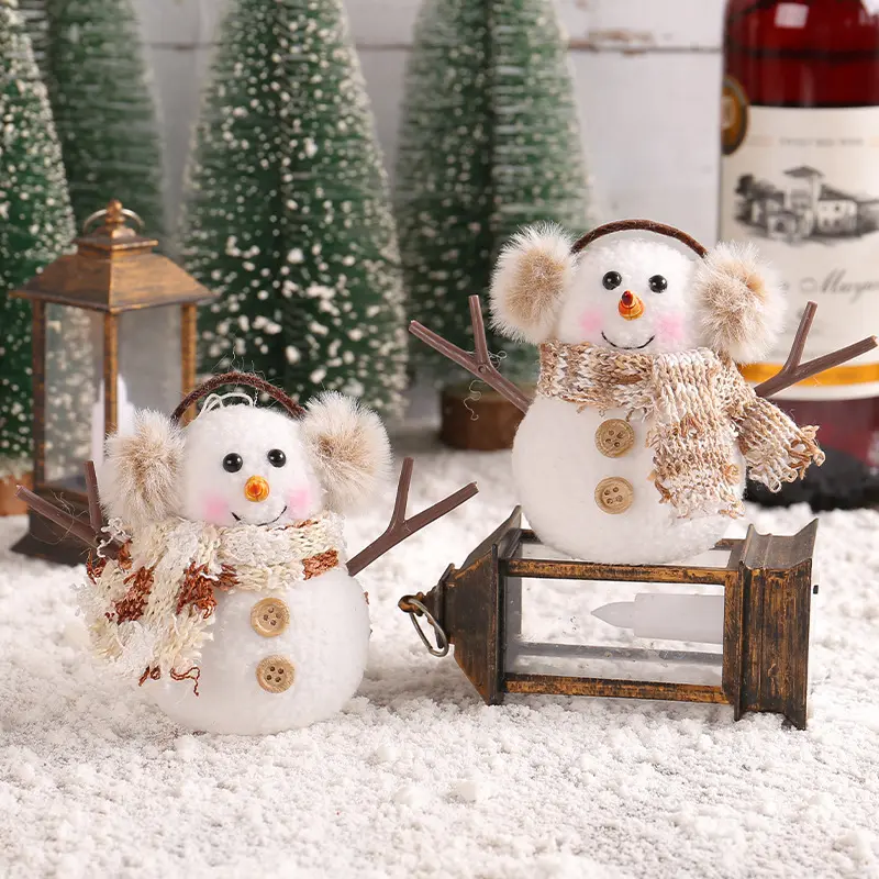 Neues Design Weihnachten leuchten Schneemann Ornament Plaid gestreifte Schal Puppe Kinder Weihnachten Beleuchtung Box