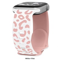 Kompatibel untuk Tali Jam Tangan Silikon Dua Warna Motif Macan Tutul dengan Gesper Kupu-Kupu, Gesper Bentuk 8, Ukiran Laser 3D Motif Bunga