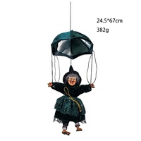 Décorations de fête d'Halloween : Pendentif parachute lumineux électrique de sorcière à suspendre à la porte, jouets effrayants pour accessoires de maison hantée