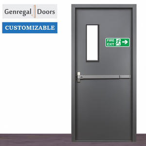 Puertas Cortafuego Tradicionales de Acero con Clasificación EN1634 de 120 Minutos, Puertas Dobles de Salida de Emergencia de Metal con Barra de Empuje y Cierrapuertas - Product Image 1