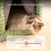 Lit pour animaux de compagnie en forme de maison, épais et confortable, pour l'hiver et l'automne, avec un grand espace, en fibre, pour chat, amovible