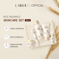 Coffret de Soins Visage 5 Pièces au Riz : Hydratant, Unifiant le Teint, à Base d'Extraits Végétaux – Idéal pour un Soin Complet et un Cadeau Parfait