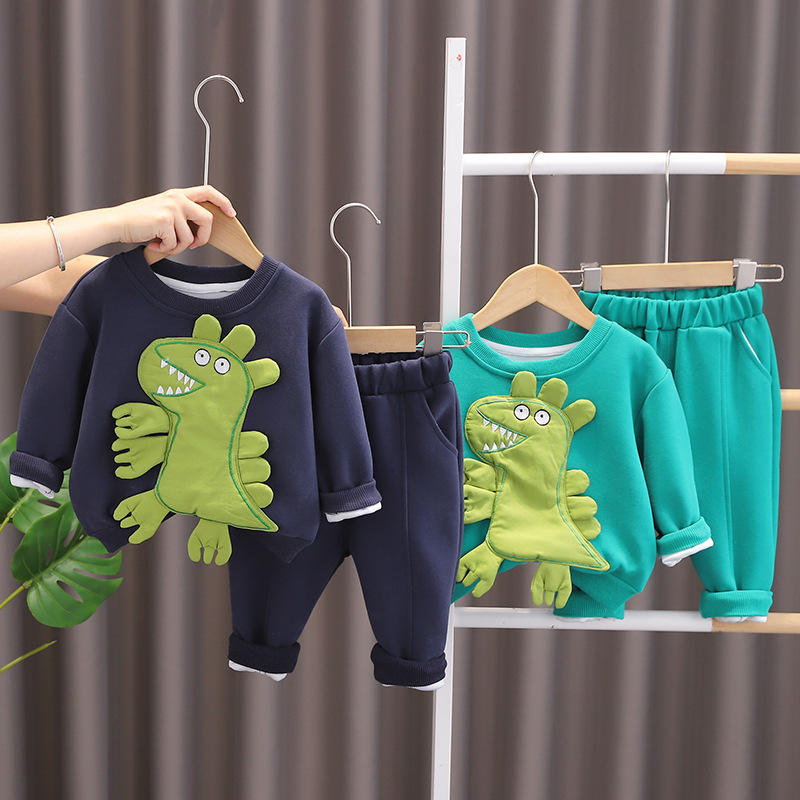 Baby Boy Autumn Clothes Big Dinosaur Sweater Suit 0-1-3 Years Old