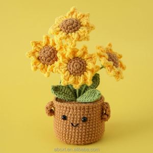 Flores Artificiales Tejidas a Mano, Girasol de Ganchillo Positivo en Maceta para Navidad y Acción de Gracias - Product Image 2