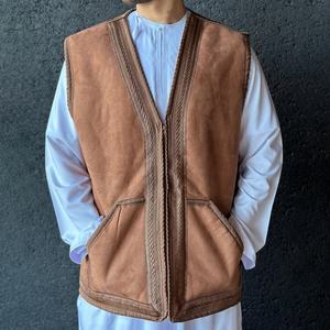 Vendita all'Ingrosso di Abbigliamento Tradizionale Musulmano, Gilet Invernale in Camoscio Spesso per Uomo, Tinta Unita, <span class=keywords><strong>Moda</strong></span> Modesta - Product Image 3