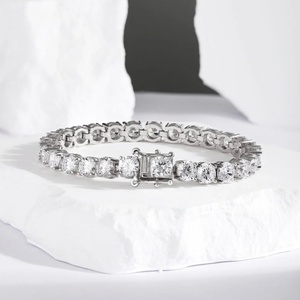 Exquisite Round Lab Grown Diamond Tennis <b>Bracelet</b> 10K Solid Gold Line Diamond <b>Bracelet</b> Gift for Her - Product Image 2
