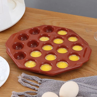 MIXWARES Plaque de cuisson écologique en céramique pour tartes aux œufs, rouge, avec 19 compartiments, compatible tous feux de cuisson