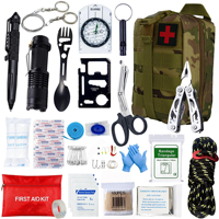 Kit d'outils de survie multifonctionnel, équipement de camping d'urgence pour la randonnée en plein air, aventure, bricolage, DPT noir en stock