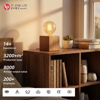 Base de lampe de table en bois massif personnalisée 100*100*200MM avec douille E27 et éclairage LED intégré en ligne