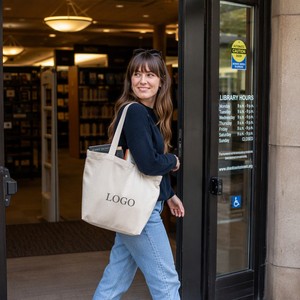 Bolsa de Lona para Libros con Separadores, Bolsa de Biblioteca con Logotipo Personalizado - Product Image 2