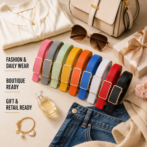 <span class=keywords><strong>Ceinture</strong></span> à boucle automatique <span class=keywords><strong>en</strong></span> <span class=keywords><strong>cuir</strong></span> de vachette pour femmes d'affaires, logo personnalisé d'usine, mode, adolescent, enfant, robe formelle - Product Image 4