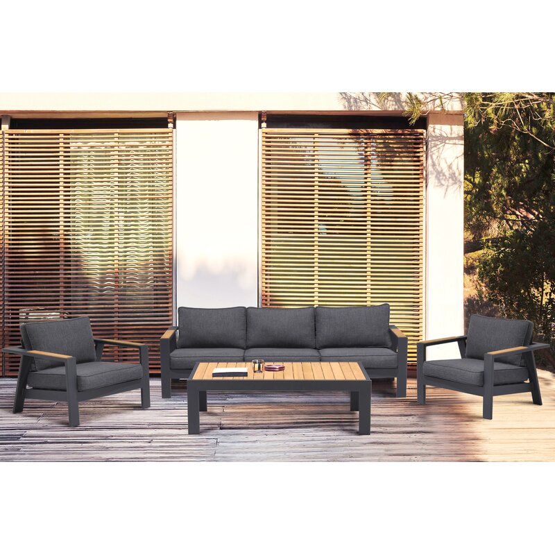 Wholesale outdoor furniture garden sofa aluminum patio three-seat sofa with cushion