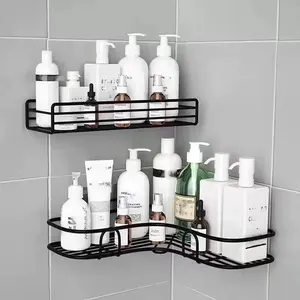 Estante de Baño Montado EN LA Pared, Esquina de Almacenamiento, Soporte de Champú, Estante de Cosméticos, Cesta de Drenaje de Ducha de Hierro, Organizador de Baño