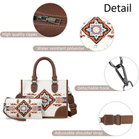 Tas koper Vintage Bohemian wanita, dompet Boho Tote Handaag bepergian belanja luar ruangan Aztec modis mewah
