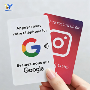 Carte NFC PVC professionnelle CR80 13,56 MHz ISO14443A étanche pour les réseaux sociaux Ins Tiktok ou les <span class=keywords><strong>avis</strong></span> Google - Product Image 4