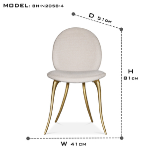 Silla de Comedor Blanca con Patas de Latón Fundido Pulido, en Oferta, con Cojín para Sala de Estar y Comedor - Product Image 4