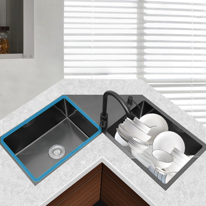 Lavello da Cucina Angolare a L, Grande Vasca Doppia Sottopiano in Acciaio Inox 304 per Layout Cucina <span class=keywords><strong>Salvaspazio</strong></span> - Product Image 6