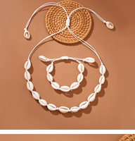 Collier ras du cou en coquillages Puka faits à la main pour l'été à Hawaï, accessoires de mode océaniques, ensembles de bracelets en coquillages tressés de plage et coquillages cauris