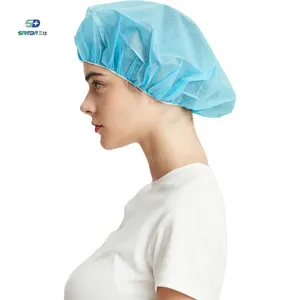 बाल सिर को कवर शुद्ध नर्स लोचदार खिंचाव बैंड Nonwoven गोल टोपी चिकित्सा डिस्पोजेबल Bouffant कैप्स