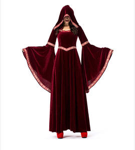 Vestido Medieval Rojo Retro Gótico con Capucha, Falda Larga de <span class=keywords><strong>Bruja</strong></span>, Vestido de Fiesta de Lujo para Mujer, <span class=keywords><strong>Disfraz</strong></span> de Vampiro para Halloween, <span class=keywords><strong>Disfraz</strong></span> de Adulto - Product Image 5