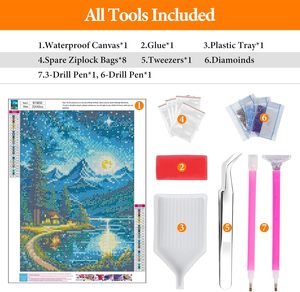 Kit de Pintura de Diamantes 5D al por Mayor - Pintura de Diamantes de <span class=keywords><strong>Paisaje</strong></span> de Cielo Estrellado con Lienzo Enmarcado para Decoración de Paredes del Hogar Personalizada - Product Image 5