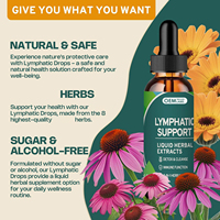 OEM Suppléments de nettoyage de désintoxication lymphatique Gouttes de drainage lymphatique avec échinacée, pissenlit, bardane Soutien Cellulite lymphatique