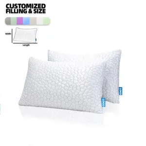 Travesseiro de cama de refrigeração com padrão geométrico leve ajustável, travesseiro de tecido de espuma de memória para adultos