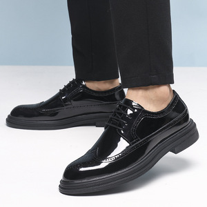 Zapatos Oxford de Hombre de Charol con Punta Puntiaguda, Cordones, Suela de Goma, Suela Blanda, Zapatos de Vestir para Boda, Estilo Otoñal - Product Image 2