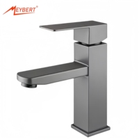Robinet de lavabo moderne à poignée unique, sans contact, à capteur, à monter sur le plan, monotrou, avec cartouche céramique, en acier inoxydable 201 brossé, pour chambre à coucher