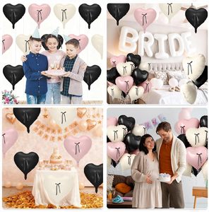10Pcs/set 18 Inch Heart Shaped Balloon with Bow Ribbon Foil Balloons Set for <strong>Brithday</strong> Baby Shower Valentines Party <strong>Decoration</strong> - Product Image 3