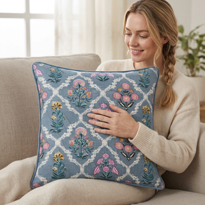 Fashion Cotton Piping Handcrafted Anti-Bacterial Premium Decorative <b>Throw</b> <b>Pillow</b> Cover Removable Washable Zipper Closure for - Product Image 1