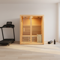 Sauna Tradisional Finlandia untuk 2-3 Orang, Sauna Dalam Ruangan dari Kayu Hemlock dan Cedar Merah, Produsen Sauna Uap Kering dan Sauna Inframerah