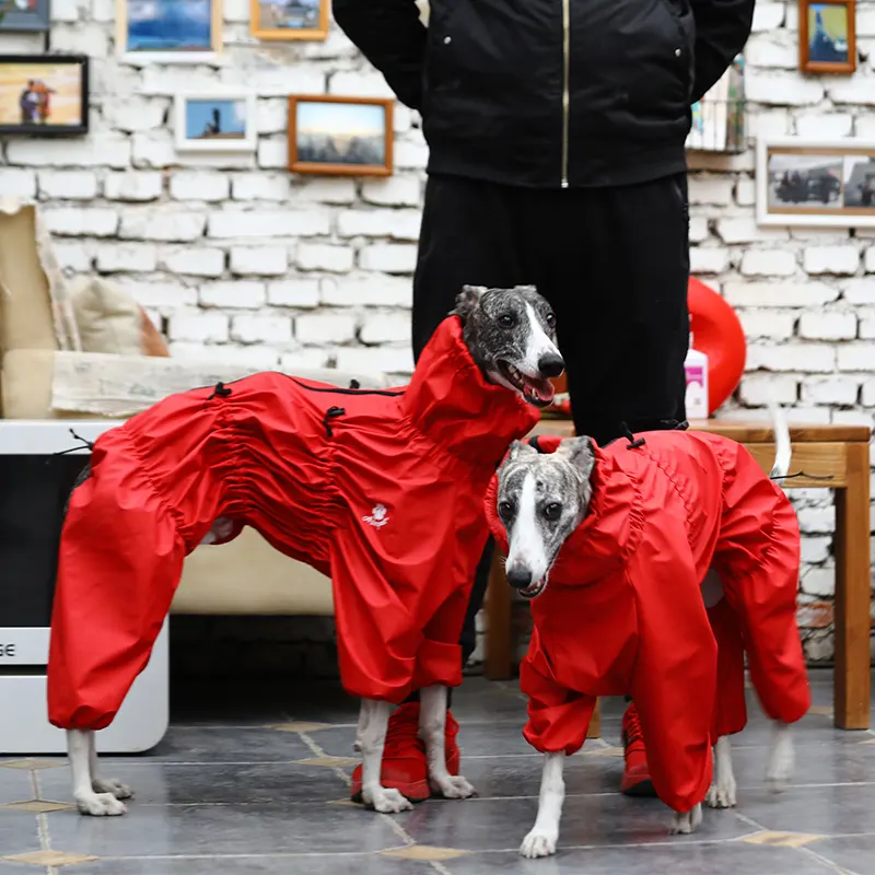 four legs dog rain coat with zipper breathable design pet coat waterproof pet clothes